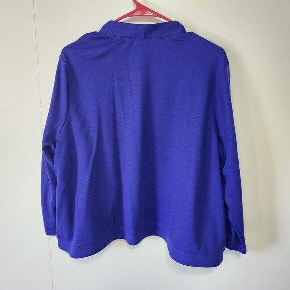 Susan Graver Liquid Knit Royal Blue Open Front Shrug Cardigan 1X - Picture 4 of 8
